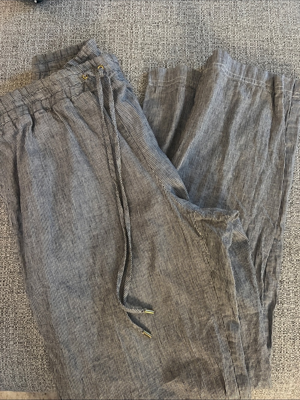 Michael Kors Gray & White Pinstripe Drawstring Pants